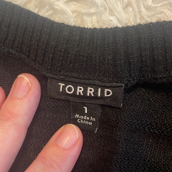 Torrid Black Lace Up Shoulder Sweater - Picture 4 of 8